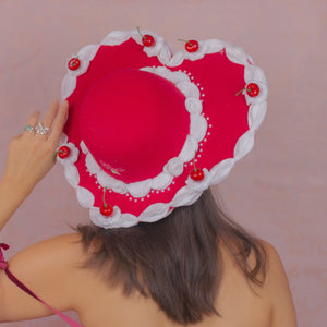 Cherries & Heart C(ache) Heart Hat