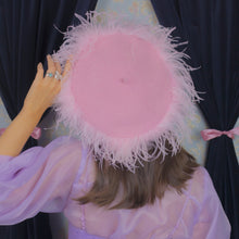Load image into Gallery viewer, Feather Boa Beret in Pink