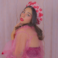 Load image into Gallery viewer, Flower Crown Beret in Pink & Red