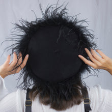Load image into Gallery viewer, Feather Boa Beret in Black