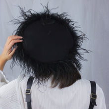Load image into Gallery viewer, Feather Boa Beret in Black