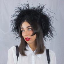 Load image into Gallery viewer, Feather Boa Beret in Black