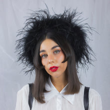 Load image into Gallery viewer, Feather Boa Beret in Black