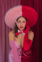 Load image into Gallery viewer, Rococo Ruffle Straw Hat in Colour Block: Red&Pink (Large)