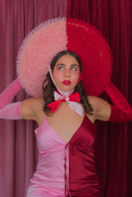 Load image into Gallery viewer, Rococo Ruffle Straw Hat in Colour Block: Red&Pink (Large)