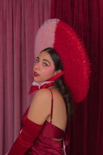Load image into Gallery viewer, Rococo Ruffle Straw Hat in Colour Block: Red&Pink (Large)