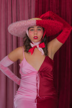 Load image into Gallery viewer, Rococo Ruffle Straw Hat in Colour Block: Red&Pink (Large)