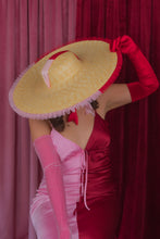 Load image into Gallery viewer, Rococo Ruffle Straw Hat in Colour Block: Red&Pink (Large)