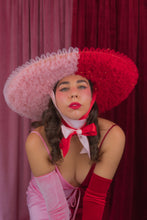 Load image into Gallery viewer, Rococo Ruffle Straw Hat in Colour Block: Red&Pink (Large)