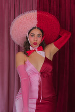 Load image into Gallery viewer, Rococo Ruffle Straw Hat in Colour Block: Red&Pink (Large)