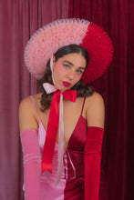 Load image into Gallery viewer, Rococo Ruffle Straw Hat in Colour Block: Red&Pink (Small)