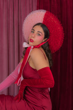 Load image into Gallery viewer, Rococo Ruffle Straw Hat in Colour Block: Red&Pink (Small)