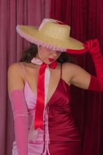 Load image into Gallery viewer, Rococo Ruffle Straw Hat in Colour Block: Red&Pink (Small)