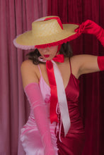 Load image into Gallery viewer, Rococo Ruffle Straw Hat in Colour Block: Red&Pink (Small)