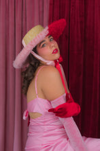 Load image into Gallery viewer, Rococo Ruffle Straw Hat in Colour Block: Red&Pink (Small)