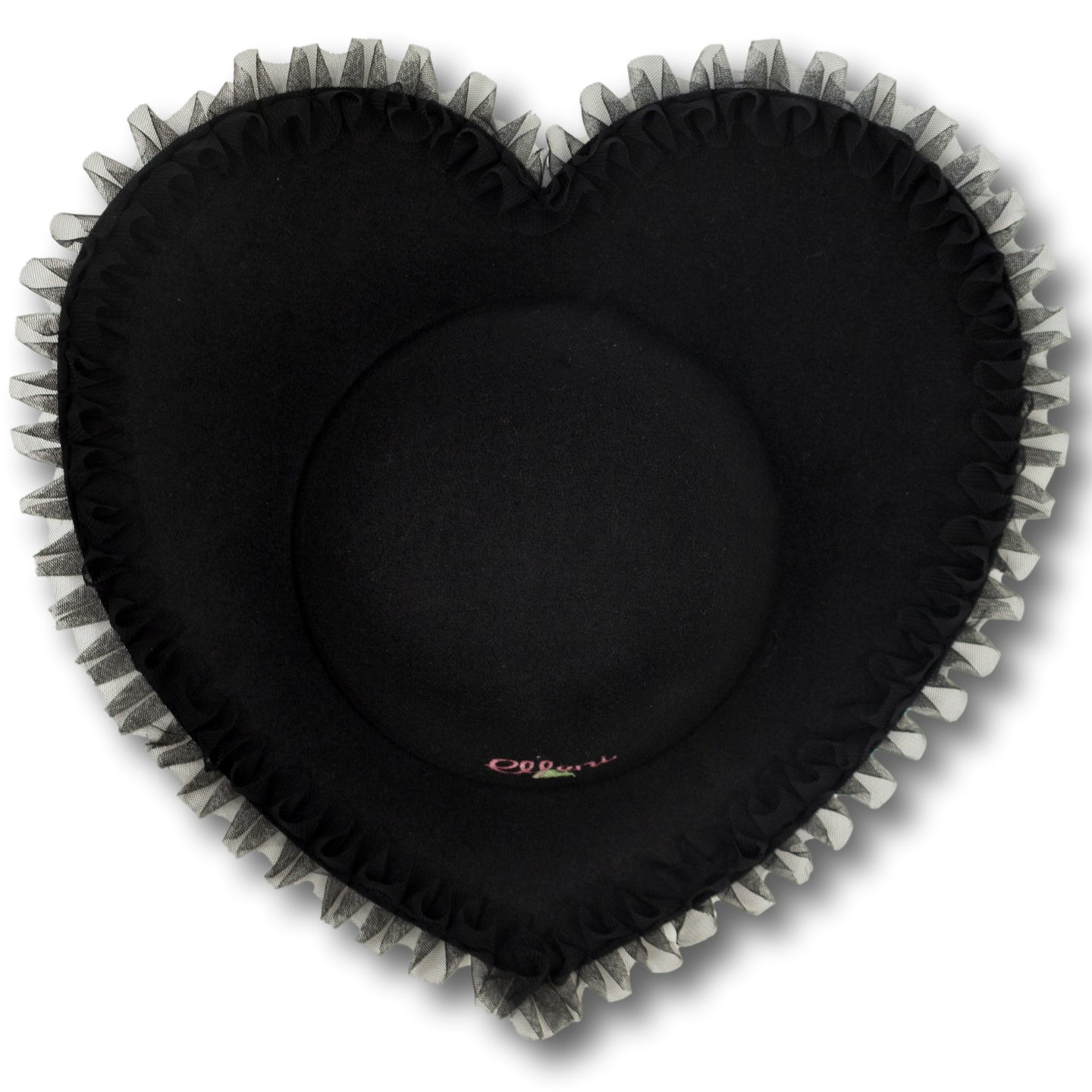 Ruffle Heart Hat in Black