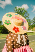 Load image into Gallery viewer, The Britney (Rainbow Daisies Straw Hat in Large)