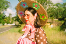 Load image into Gallery viewer, The Britney (Rainbow Daisies Straw Hat in Large)