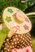 Load image into Gallery viewer, The Britney (Rainbow Daisies Straw Hat in Large)