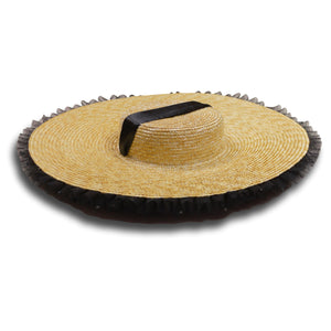 Rococo Ruffle Straw Hat in Black (Large)