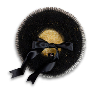 Rococo Ruffle Straw Hat in Black (Small)