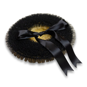 Rococo Ruffle Straw Hat in Black (Small)