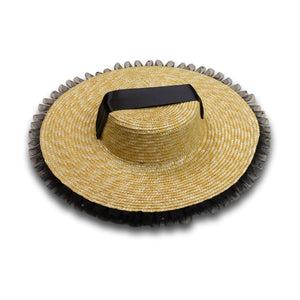 Rococo Ruffle Straw Hat in Black (Small)