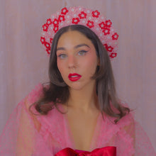 Load image into Gallery viewer, Flower Crown Beret in Pink &amp; Red