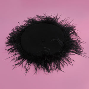 Feather Boa Beret in Black