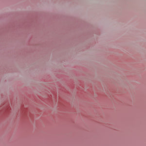 Feather Boa Beret in Pink
