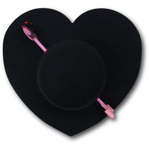 Love Struck Heart Hat in Black