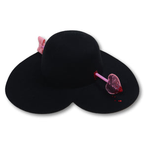 Love Struck Heart Hat in Black