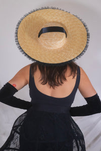 Rococo Ruffle Straw Hat in Black (Large)