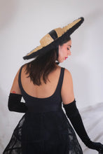 Load image into Gallery viewer, Rococo Ruffle Straw Hat in Black (Large)