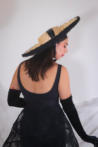 Rococo Ruffle Straw Hat in Black (Large)