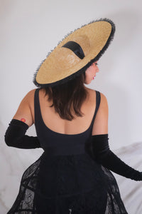 Rococo Ruffle Straw Hat in Black (Large)