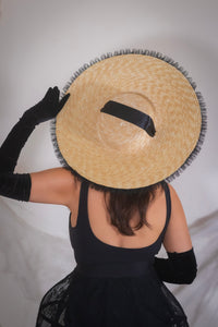 Rococo Ruffle Straw Hat in Black (Large)