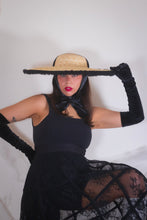 Load image into Gallery viewer, Rococo Ruffle Straw Hat in Black (Large)