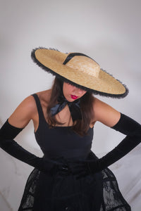 Rococo Ruffle Straw Hat in Black (Large)