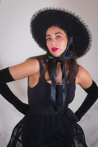 Rococo Ruffle Straw Hat in Black (Small)