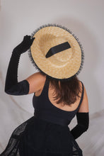 Load image into Gallery viewer, Rococo Ruffle Straw Hat in Black (Small)