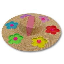 Load image into Gallery viewer, The Britney (Rainbow Daisies Straw Hat in Large)