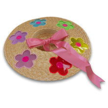 Load image into Gallery viewer, The Britney (Rainbow Daisies Straw Hat in Large)