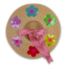 Load image into Gallery viewer, The Britney (Rainbow Daisies Straw Hat in Large)