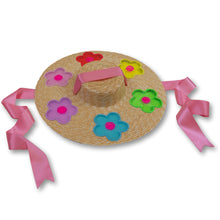 Load image into Gallery viewer, The Britney (Rainbow Daisies Straw Hat in Large)