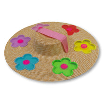 Load image into Gallery viewer, The Britney (Rainbow Daisies Straw Hat in Large)