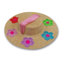 Load image into Gallery viewer, The Britney (Rainbow Daisies Straw Hat in Small)