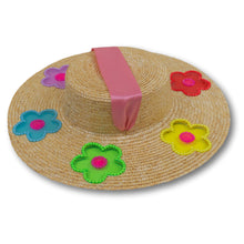 Load image into Gallery viewer, The Britney (Rainbow Daisies Straw Hat in Small)