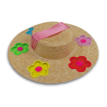 Load image into Gallery viewer, The Britney (Rainbow Daisies Straw Hat in Small)
