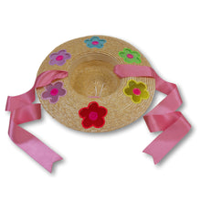 Load image into Gallery viewer, The Britney (Rainbow Daisies Straw Hat in Small)
